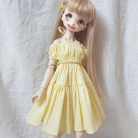 new bjd doll clothes yellow one shoulder chiffon dress 13 14 16 dd dy msd yosd doll accessories