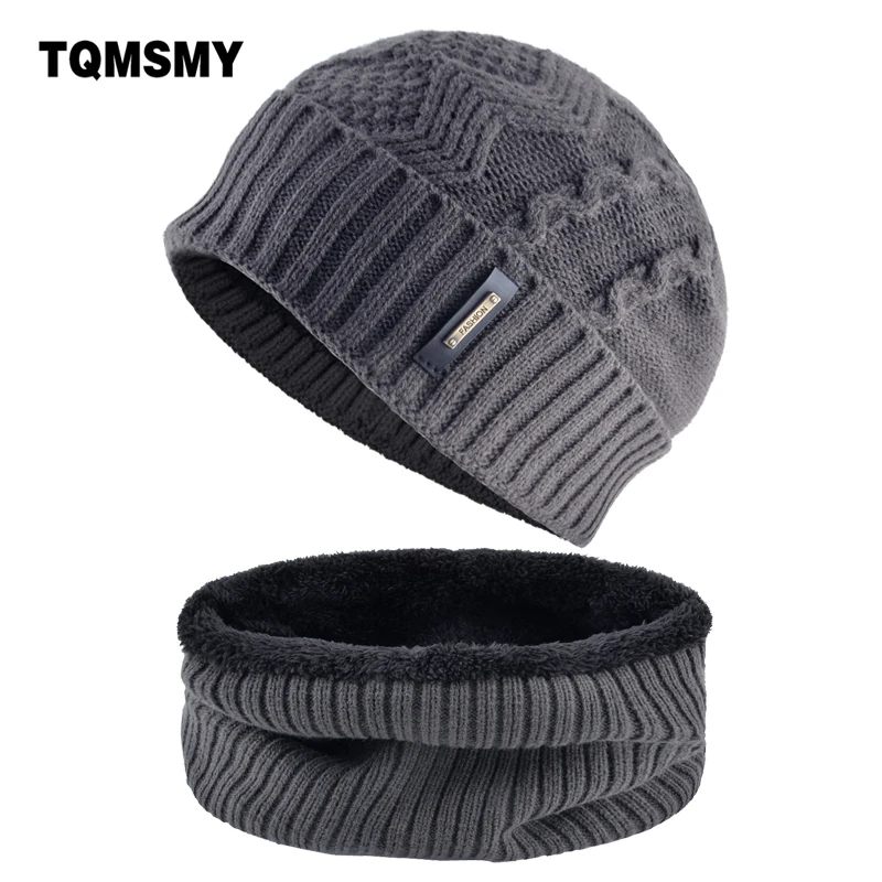 шапка мужская зимняя Модный металлический логотип наборы шарф для мужчин зимние