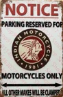 Жестяная вывеска индийский мотоцикл, только для парковки в деревенском стиле, винтажный металлический постер жестяная вывеска для гаража, пещера, навес и вывеска для бара