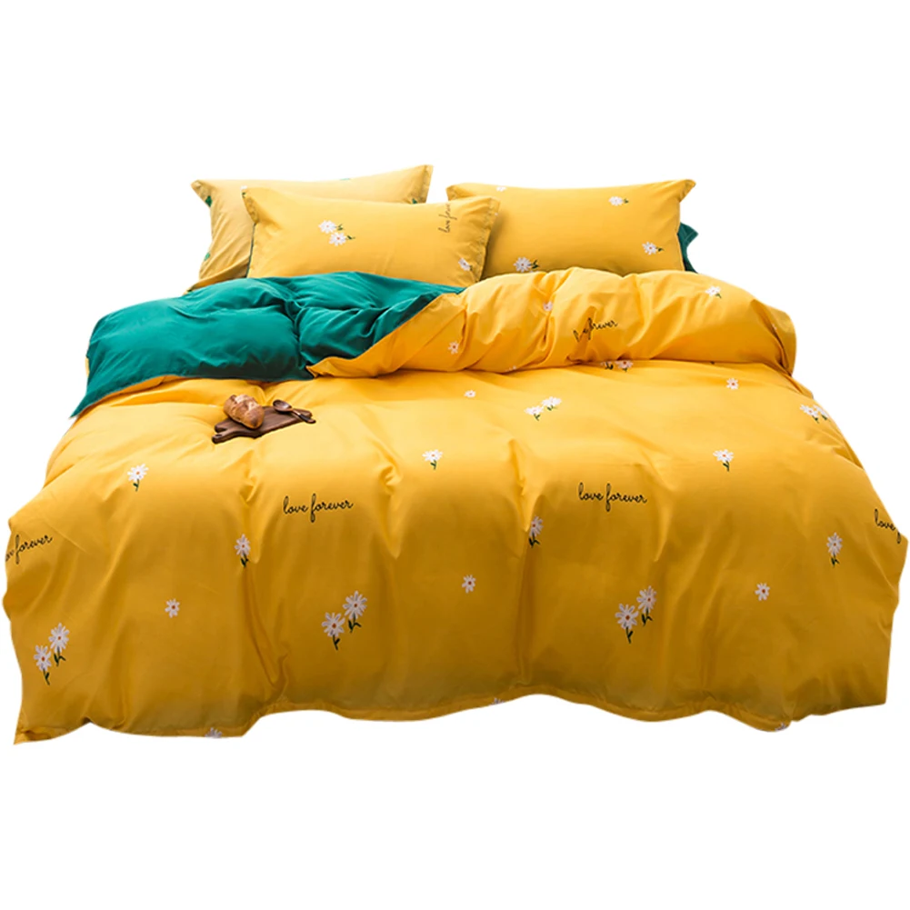 

3 pcs Duvet Cover Set Kids Cartoon Bedding Set Animals Flowers Print Bed Cover with 2 Pillowcases Cute Comforter Cover Zipper