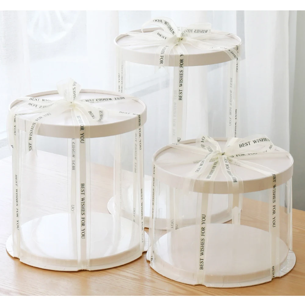 Оптовая продажа новая круглая коробка для выпечки прозрачный цветок подарок