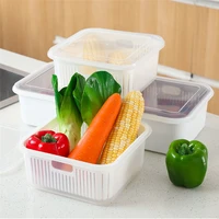 double layer drain baskets with lid multifunctional storage boxes vegetable fruit tools plastic container kitchen accessories