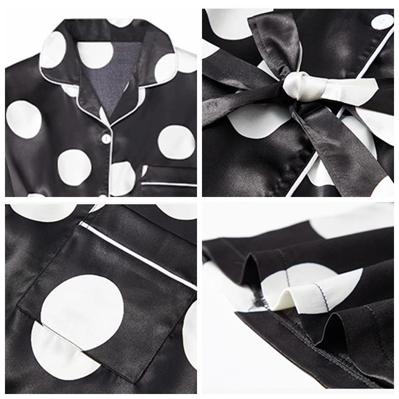 Комплект пижамный женский Шелковый в горошек длинная рубашка 2 шт./компл. нижнее