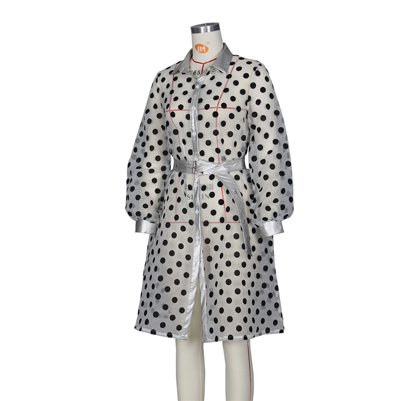 Adogirl/длинное пальто из искусственной кожи в стиле пэчворк горошек с принтом