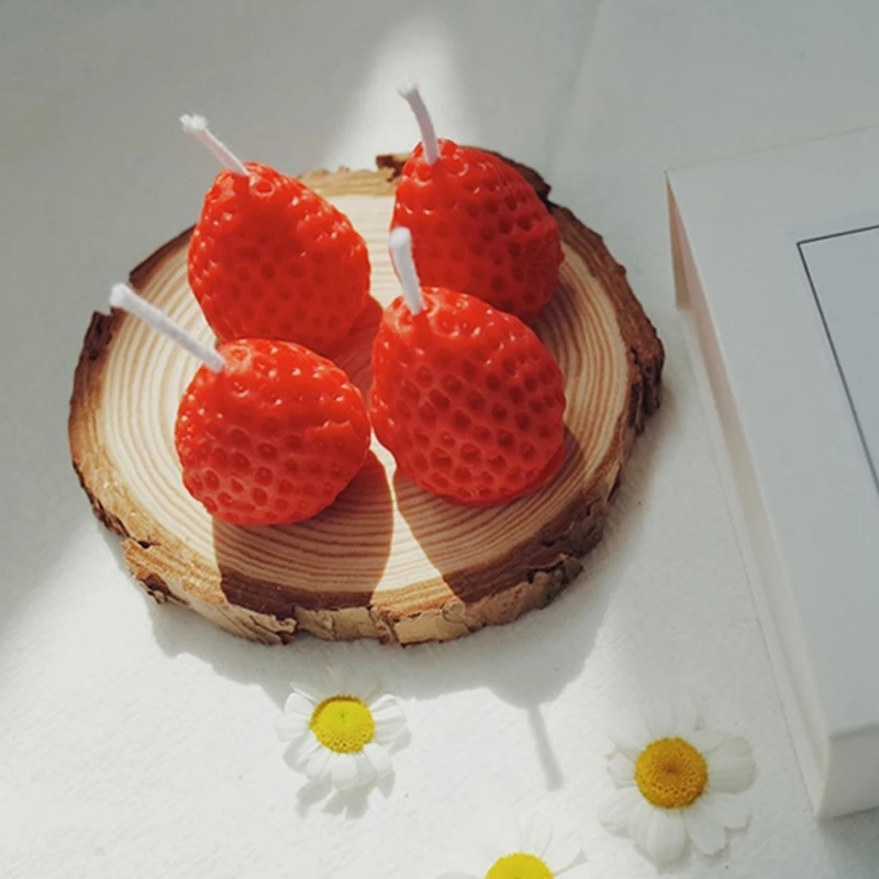 3D Силиконовая форма в виде клубники для изготовления свечей ручной работы