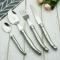 4pcsset laguiole silverware set stainless steel silver flatware hollow handle steak knife table fork dinner spoon teaspoon