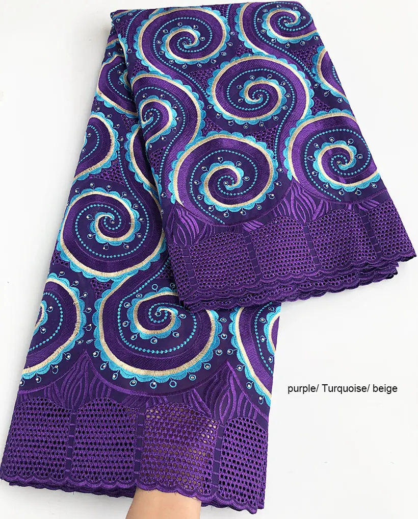 purple turquoise 5 yards African Swiss lace sewing voile fabric with big cord borders high quality | Дом и сад