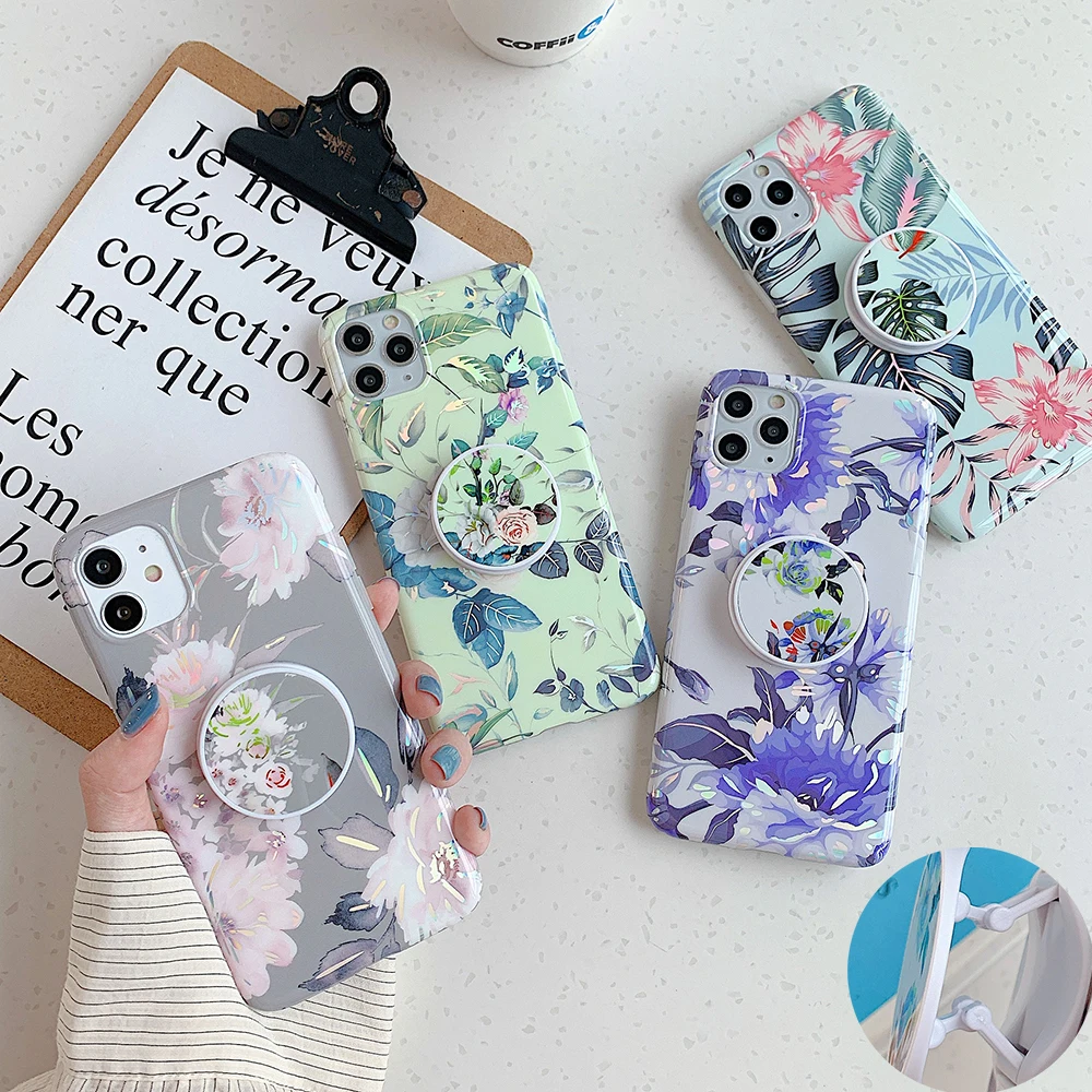 Чехол LOVECOM для телефона с лазерными листьями и цветами iPhone 12 Mini 11 Pro Max XR XS X 8 7 Plus