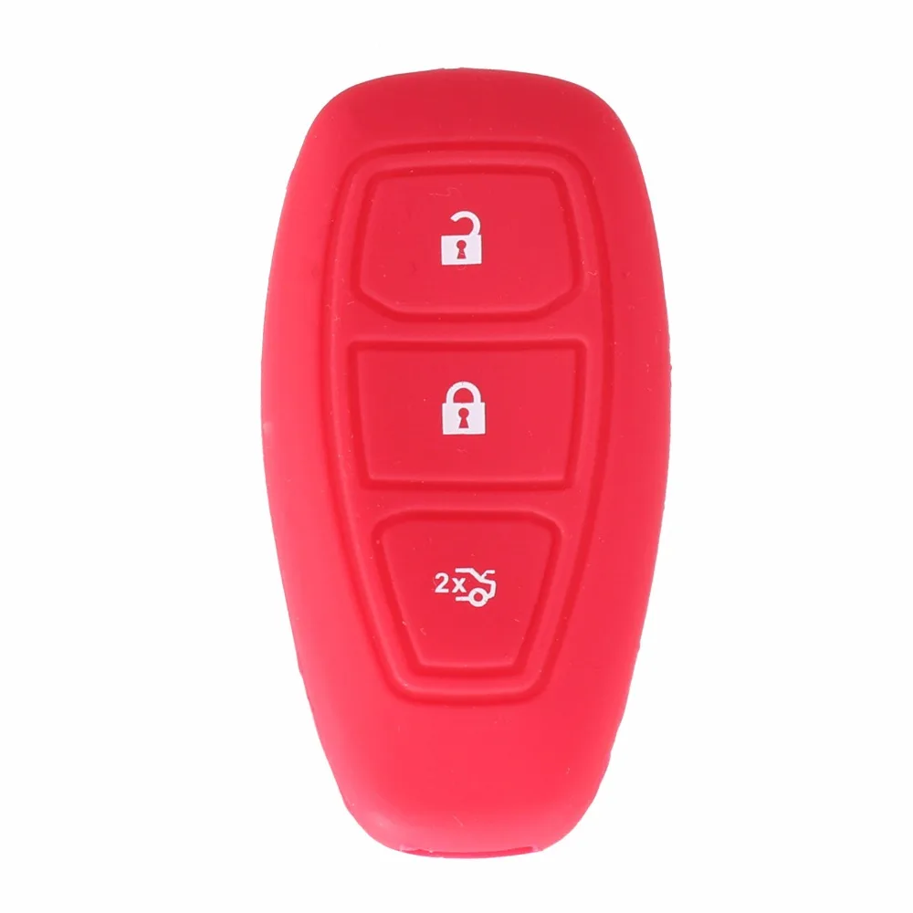 KEYYOU силиконовый чехол с 3 кнопками для Ford Fiesta Focus 3 MK3 Mondeo Ecosport Kuga Focus ST Fob умный дистанционный чехол для ключей в автомобиле - Название цвета: Красный