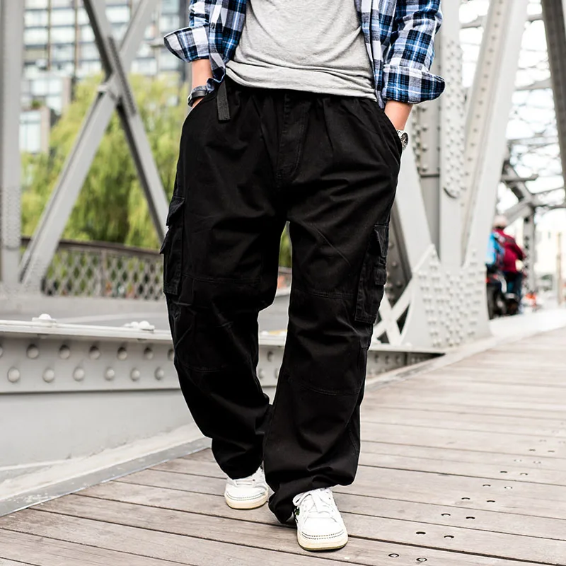 Мужские Свободные мешковатые брюки-карго в Военном Стиле мужские с несколькими