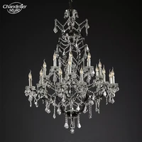 19th c rococo iron crystal round chandelier lighting modern led chandeliers pendant lamp hanging light for living dining room