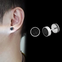 rock small stud earrings for men carbon fiber stainless steel male ear accessory punk gothic jewelry