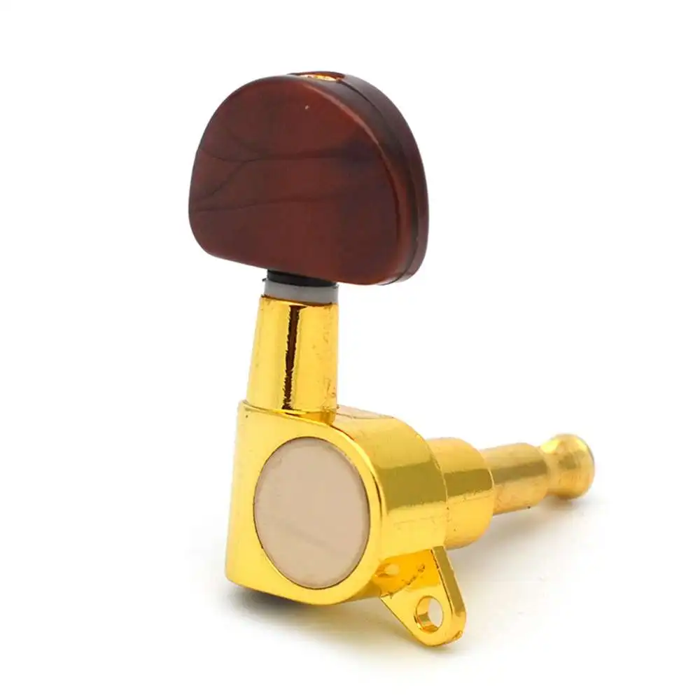 

6* Enclosed Guitar Rotation Amber Oval Handle Pegs Electric Acoustic Guitar Knob