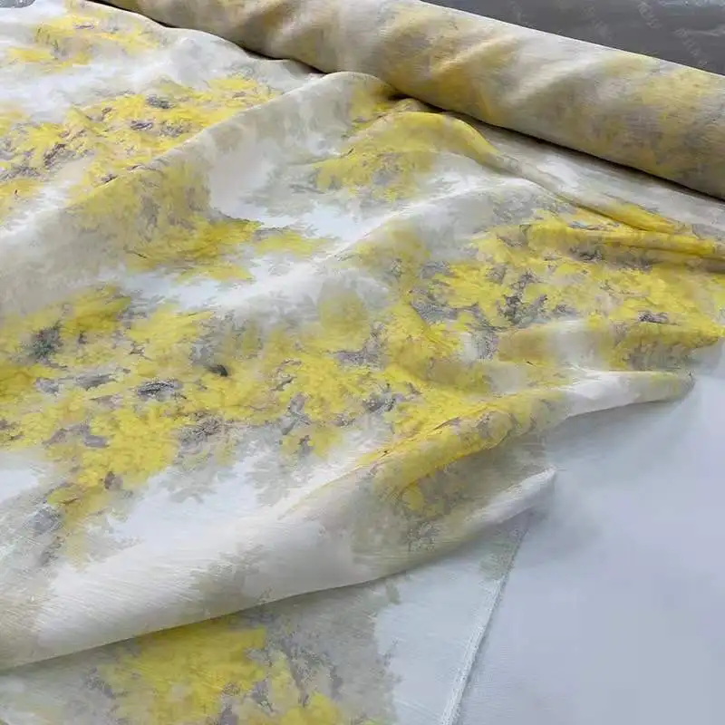 

Organza Fabric 137cm Width 5M/lot Soft flower Embroidered Beige Lace Fabric for Wall Table Curtain Sewing Craft B160