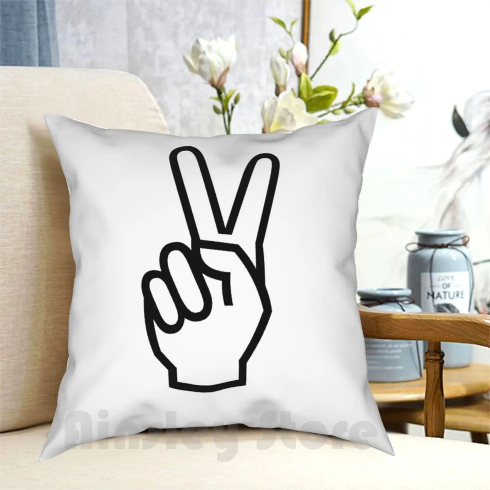 

Peace Yolo Yeah Pillow Case Printed Home Soft Throw Pillow Sign Hand Peace Symbol Funny Cool Yolo Win Loser