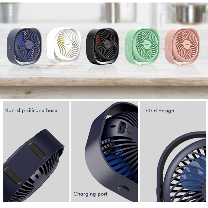 

Outdoor Handheld Fan USB Wireless 8-hour Long-lasting Battery, Silent High Wind 2000mAh Tri-lobe Desktop Fan