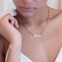 customized fashion stainless steel name necklace personalized letter gold choker necklace pendant nameplate gift