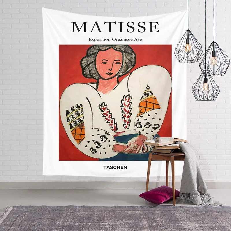 

Psychedelic Matisse Painting Wall Tapestry Colorful Artist Painting Printed Living Room Decoration Small Tapestry Home Decor