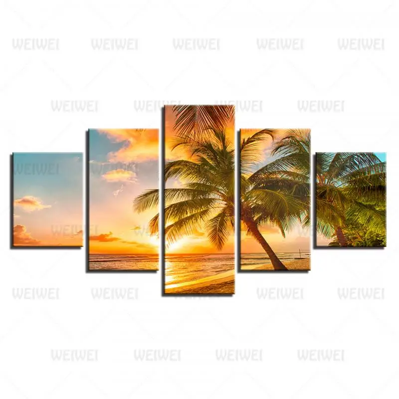 

Canvas Painting Landscape Painting Coconut Trees In The Sunset Home Wall Decoration Poster Use In Bedroom and Living Room Wall