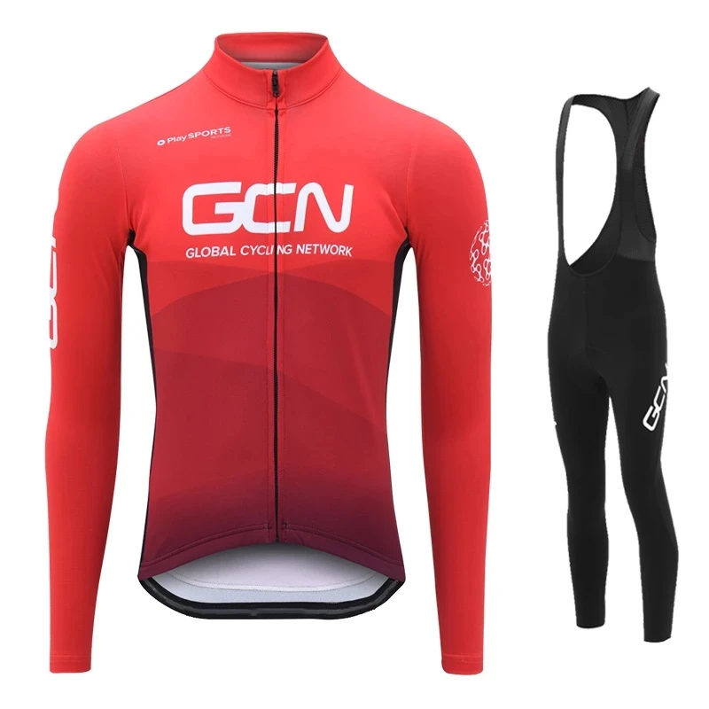 

Новинка 2021, красная Команда GCN, осенний комплект из Джерси с длинным рукавом для езды на велосипеде, Мужская одежда для езды на велосипеде, од...