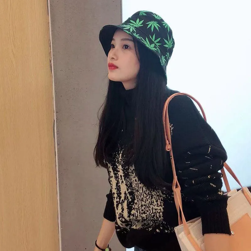 

Summer Spring Women Men Couple Cotton Hat Hip Hop Cap Maple Leaf Panama Bucket Hat Sun Flat Top Fisherman Hats Boonie Gift