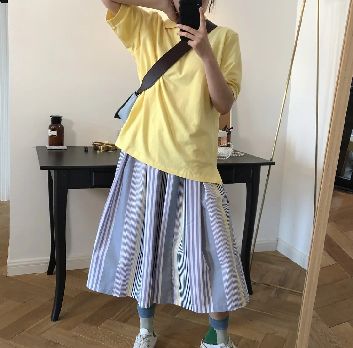 2020 женские длинные юбки с высокой талией Saia двухцветная в полоску для женщин