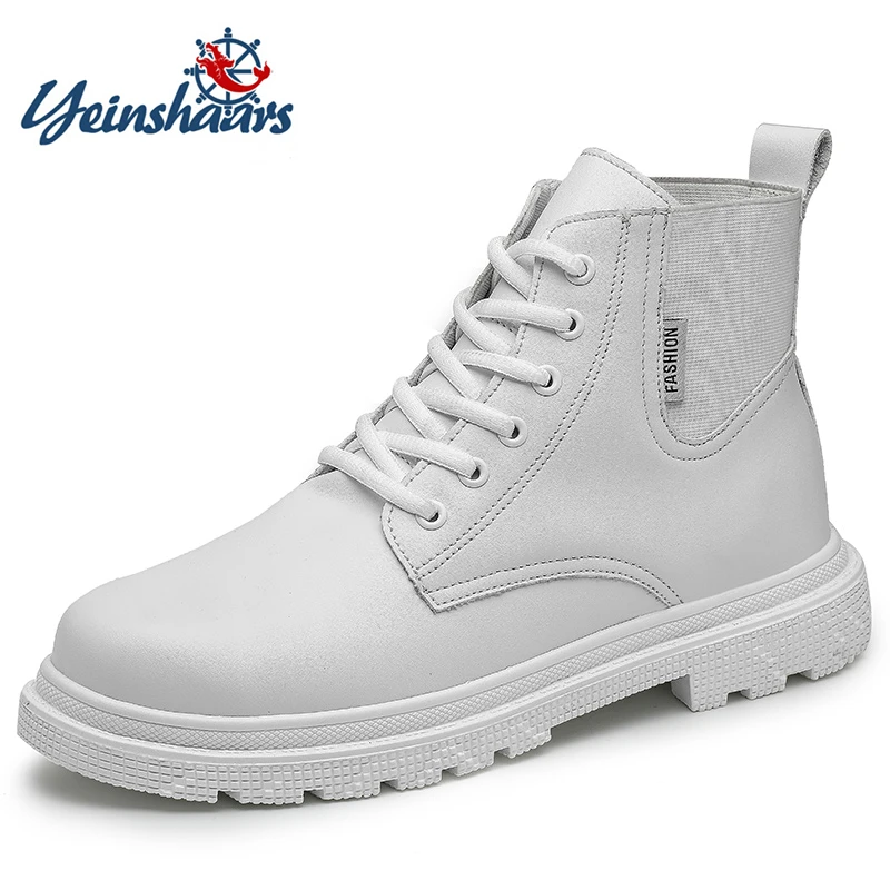 

Unisex White Ankle Boots Women Black Platform Short Boots Female 2021 New Gothic Punk PU Leather Boots Men Shoes Big Size 35-46