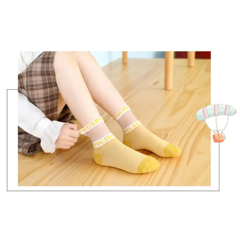 5 pares de medias de cristal en diferentes colores, para ni&ntilde;as, primavera, verano y oto&ntilde;o-2