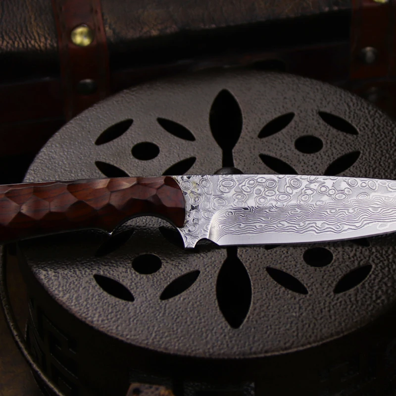 Ручной ковки Япония Дамаск sharp Открытый прямой нож Ножи Охота тактический для