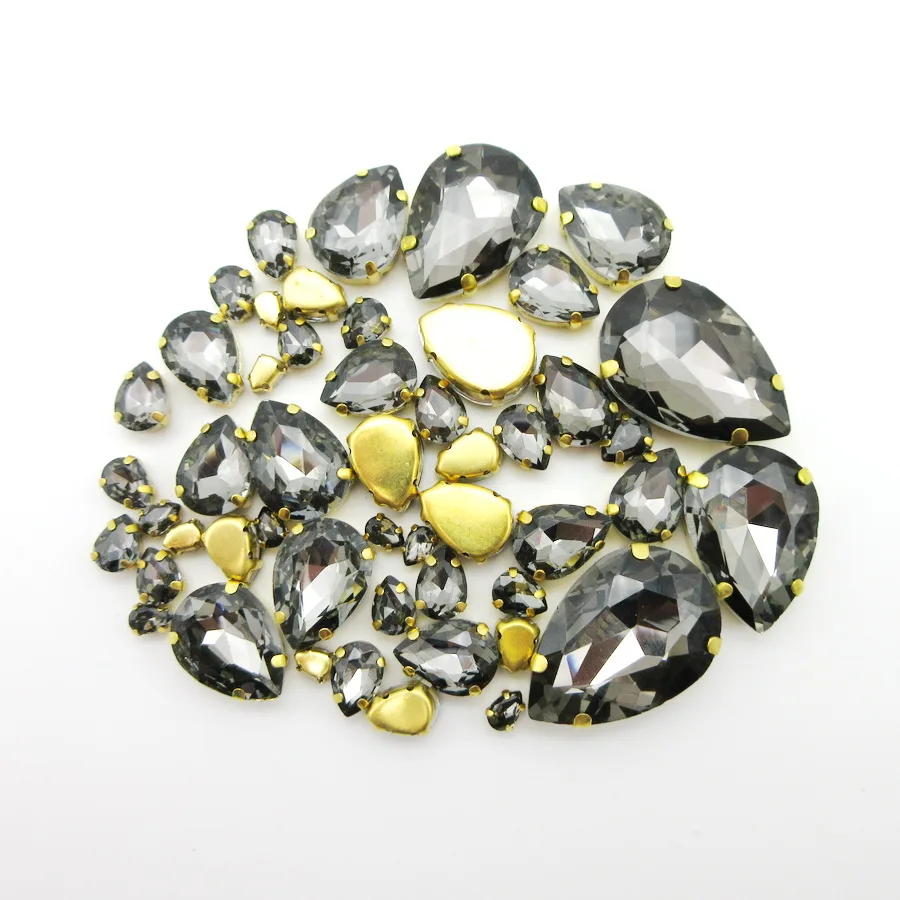 Красочные стеклянные хрустальные капли в форме воды 7 размеров микс 50 штук пакет