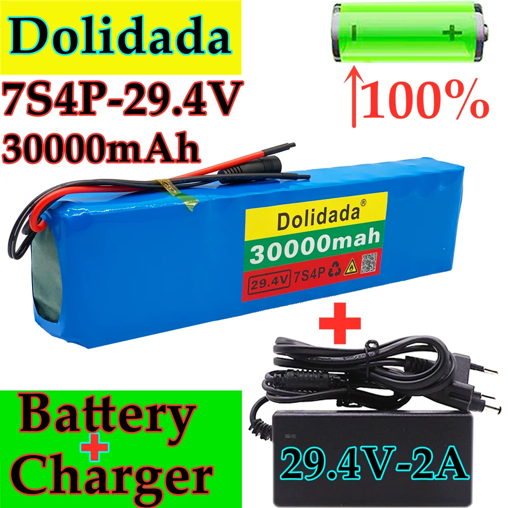 

2021 new 7s4p 30000 MAH electric bicycle motor eBike scooter lithium ion battery pack 29.4V 18650 rechargeable battery + charger