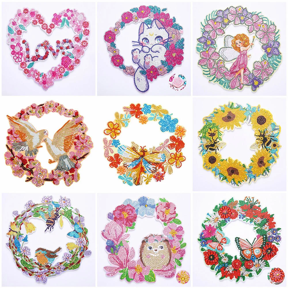 

Huacan Special Shaped Diamond Painting Sunflower Wreath DIY Diamond Embroidery Butterfly Kit Christmas Decor