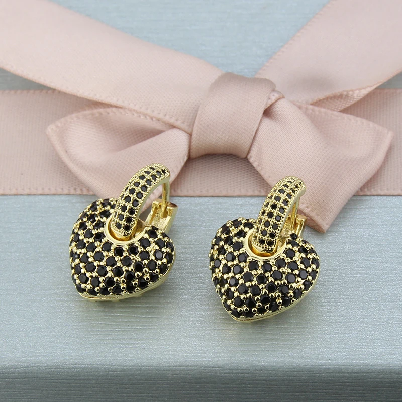 SUNSLL золотые медные разноцветные Серьги капли с кубическим цирконием и сердечком