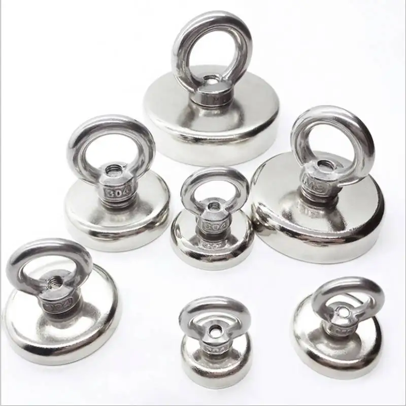 

1PC Magnet Fishing Neodymium Salvage Magnets Pot with Ring Eyebolt Hook Fishing Magnet Strong Powerful Magnetic Search Magnet