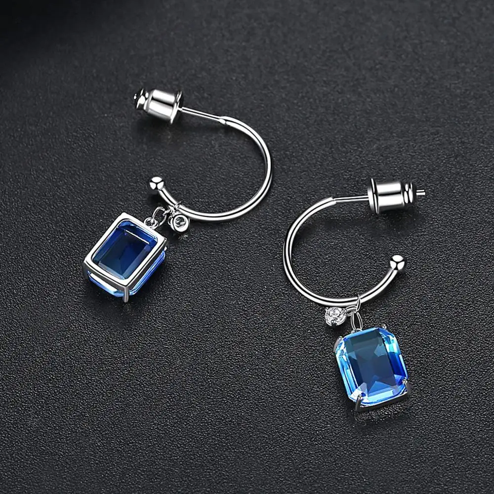 Модные яркие серьги гвоздики из циркония высокого качества с круглым кольцом