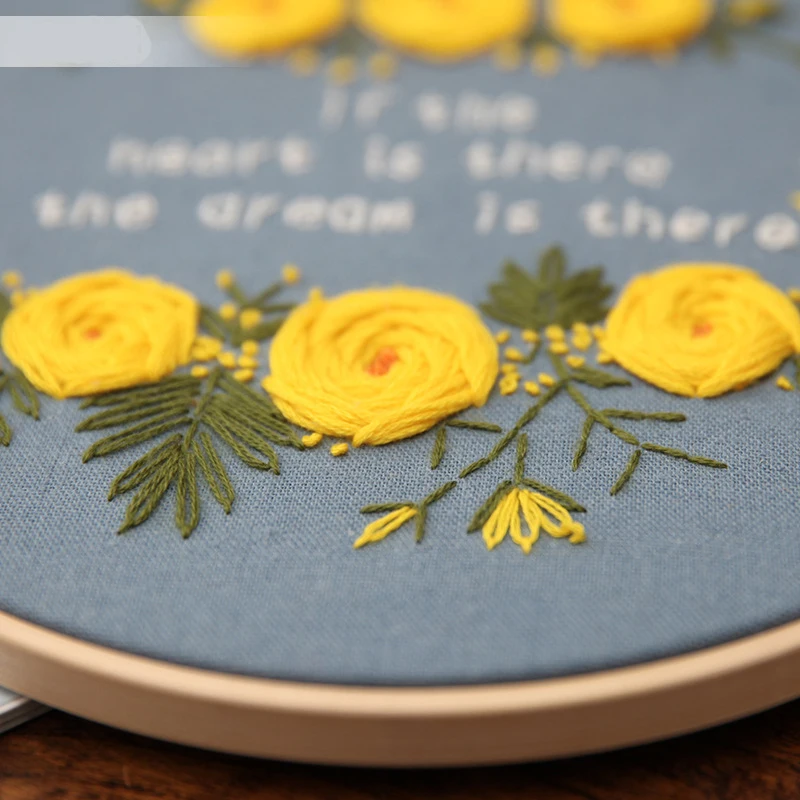 

DIY Stamped Embroidery Starter Kit with Flowers Beginner Embroidery DIY Material Package Cross Stitch Kit Arts Crafts Sewing 1Pc