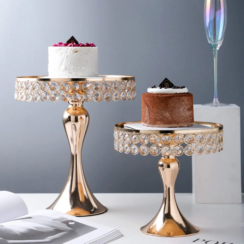 

Подставка для торта с золотыми кристаллами, роскошный Настольный подсвечник для свадьбы, дня рождения, десерта, печенья