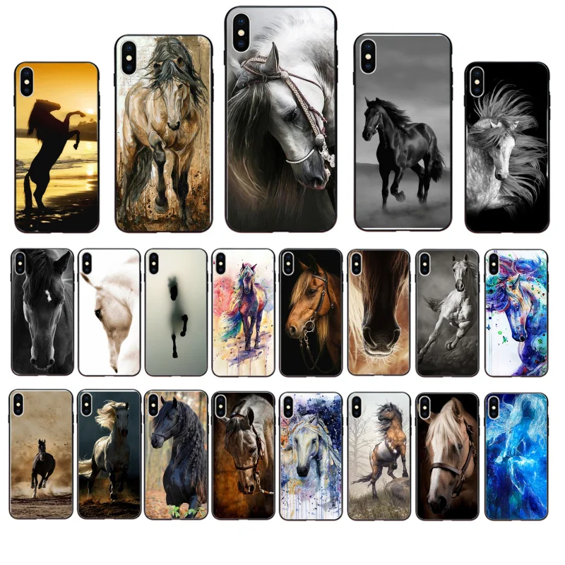 

Horse animal painting Demon Phone Case For iPhone 11 12 13 Pro Max Case For iPhone12 Mini 7 8 Plus XR X XS SE2