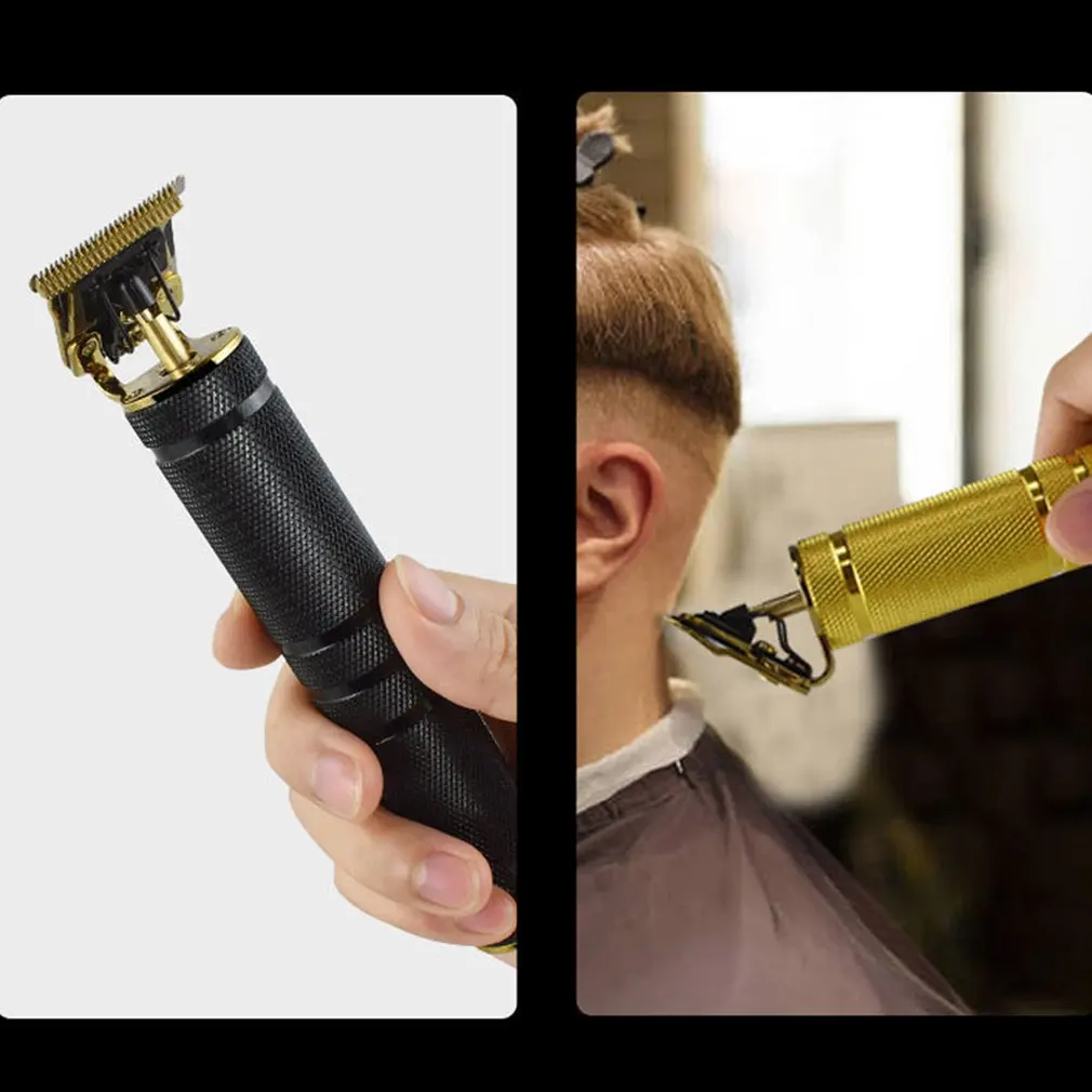 

USB Rechargeable Hair Clipper Stripe Pattern Beard Shaving Styling Oil Baldheaded Hair Clipper Electric For Hair Salon