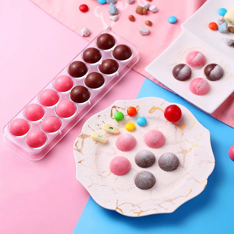 

14 Holes Half Ball 3D Polycarbonate Chocolate Moulds Chocolate Candy Bars Molds Plastic Tray Baking Pastry Bakery Tools