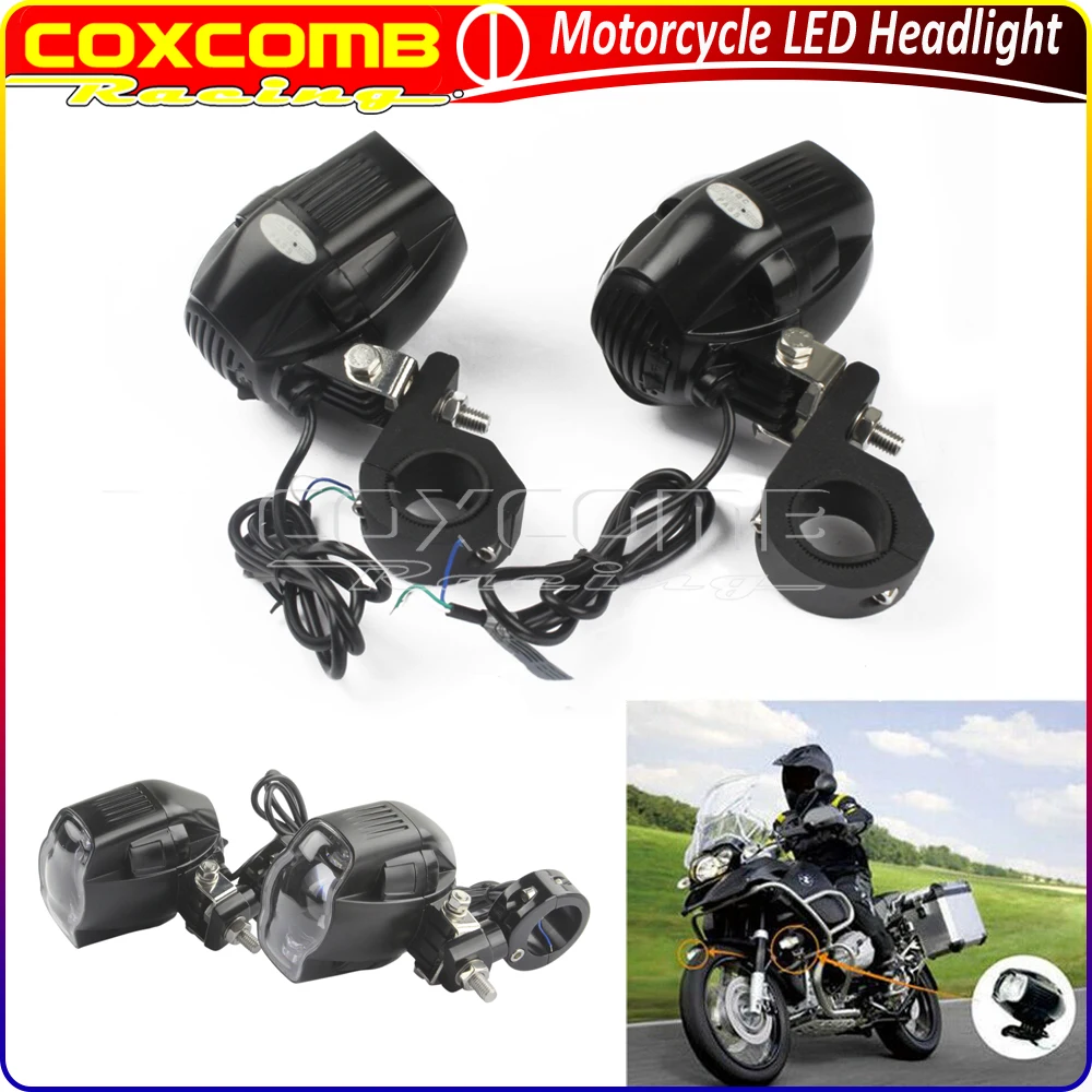 

Motorcycle 12V LED USB Charge Port Front Headlights Spotlight Flights with 28mm Bracket For Hailey Cafe Racer BMW R1200GS