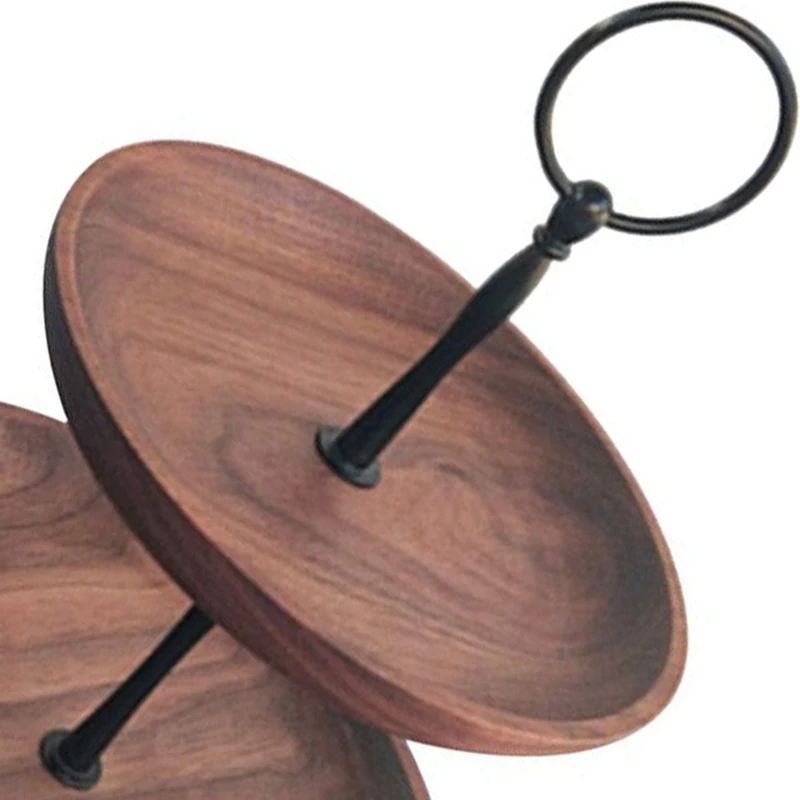 

2 Tier Wooden Plate Dessert Cake Plate Fruit Storage Tray Wood Kithen Organizer Wood Cake Display Storage Tray