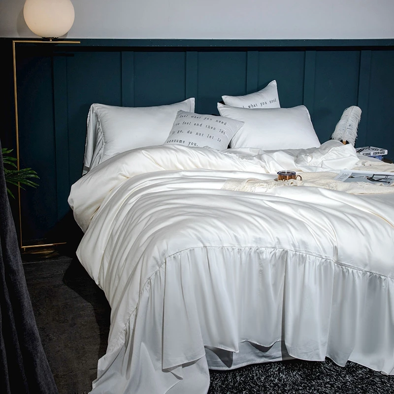 Комплект постельного белья из египетского хлопка роскошный белый мягкий