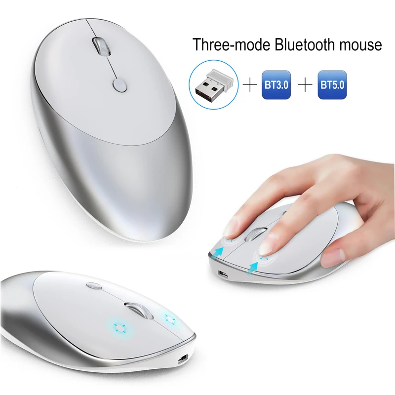 CHYI Bluetooth+ Usb Беспроводная трехрежимная компьютерная мышь эргономичная перезаряжаемая мини оптическая Mause Бесшумная офисная мышь для Macbook