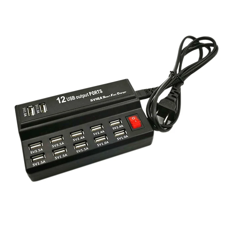 

USB Fast Charging Station 12A Power Adapter Multi Port For iPhone Tablets Mobile Phones AS99