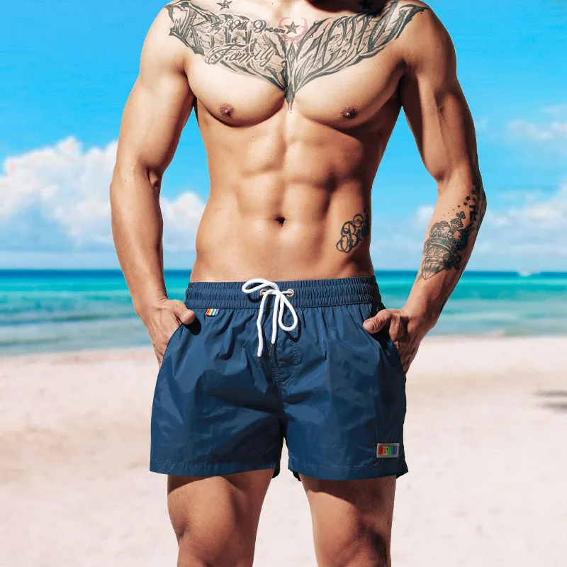 

Быстросохнущие мужские плавательные шорты, летние мужские пляжные шорты, бермуды, серфинг, плавки, купальный костюм, спортивные шорты