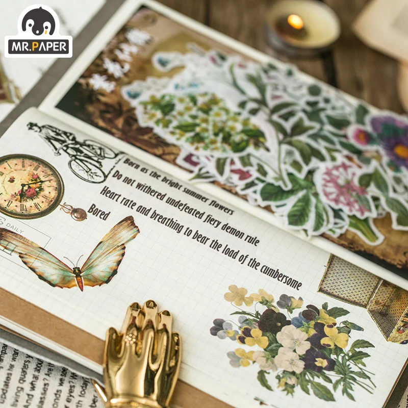 

10 Designs 60 Pcs/bag Vintage Retro Style A Past Series Creative Curte Hand Account Decoration Collage DIY Material Stickers