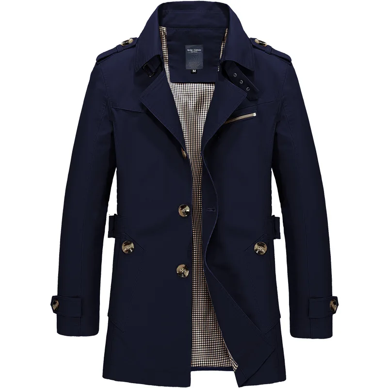

New Men Fashion Jacket Coat Spring Brand Men's Casual Fit Wild Overcoat Jacket Solid Color Trench Coat Male BY179