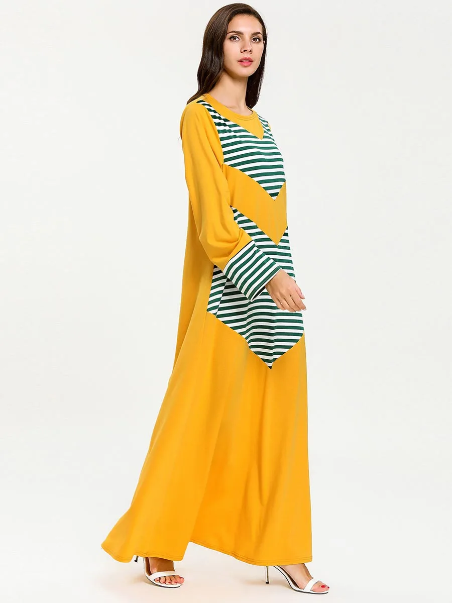 Женское мусульманское платье Abaya с длинным рукавом кафтан турецкий халат хлопок