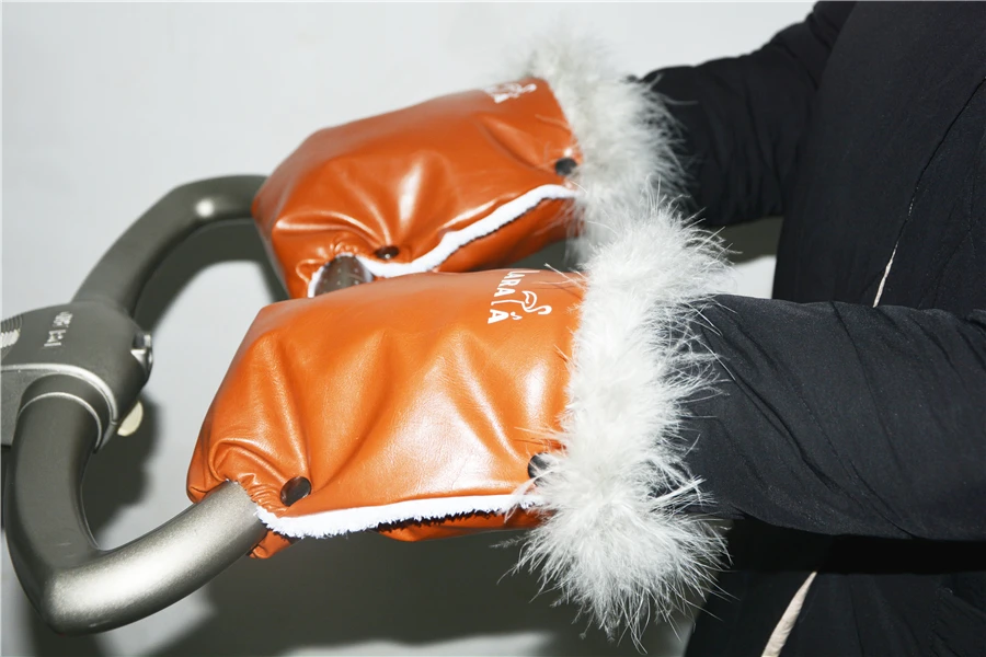 Cochecito de beb&eacute; Universal de lujo, piel de cuero, Muff de mano, c&aacute;lido, de invierno, 6 colores-3